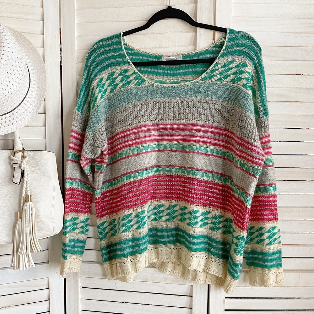 Freeway Multicolored Metallic Knit Sweater - M